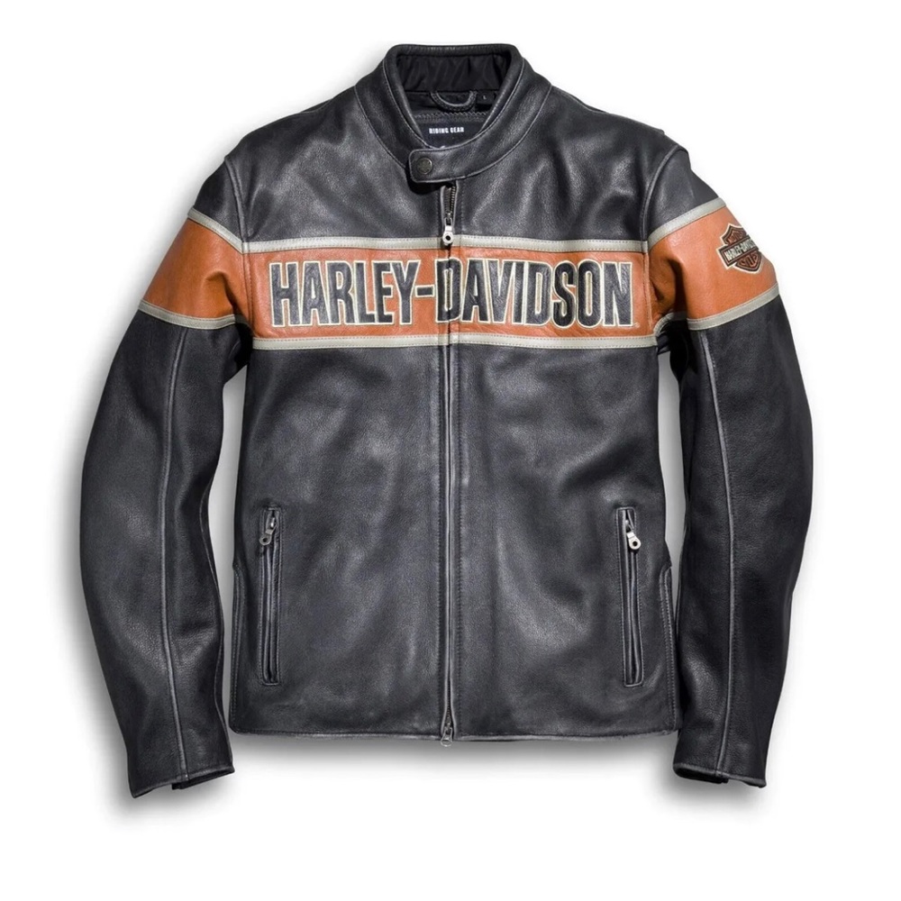 Harley Davidson Men's Victory Lane Black Biker Distressed Leather Jacket